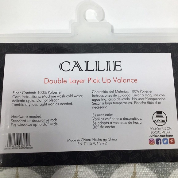 Callie Double Layer Pick Up Valance - 58x14 - Taupe/Silver - Picture 8 of 11